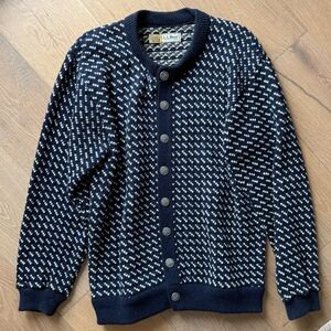 LL Bean Birds Eye wool cardigan